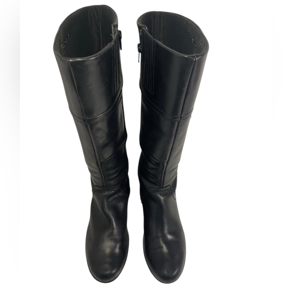 Clarks Bendables Black Leather Knee-High Boots Womens Size 9M Wide Calf